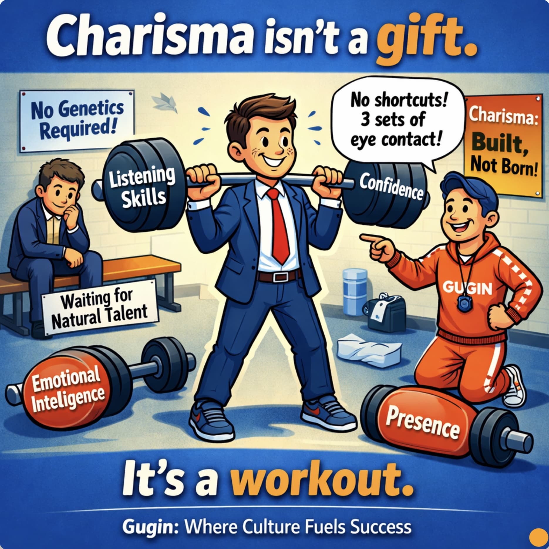 Charisma by Gugin What separates a good leader from one who truly moves people? Research — and decades of cultural intelligence practice — point to one word: charisma. And unlike talent, charisma can be learned.