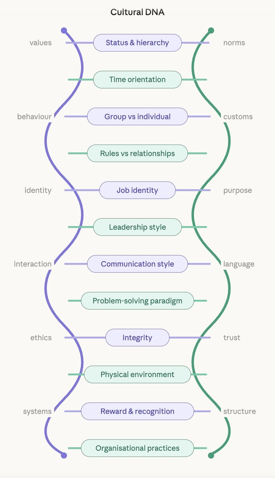 The Gugin Company Culture DNA we use to describe a company culture